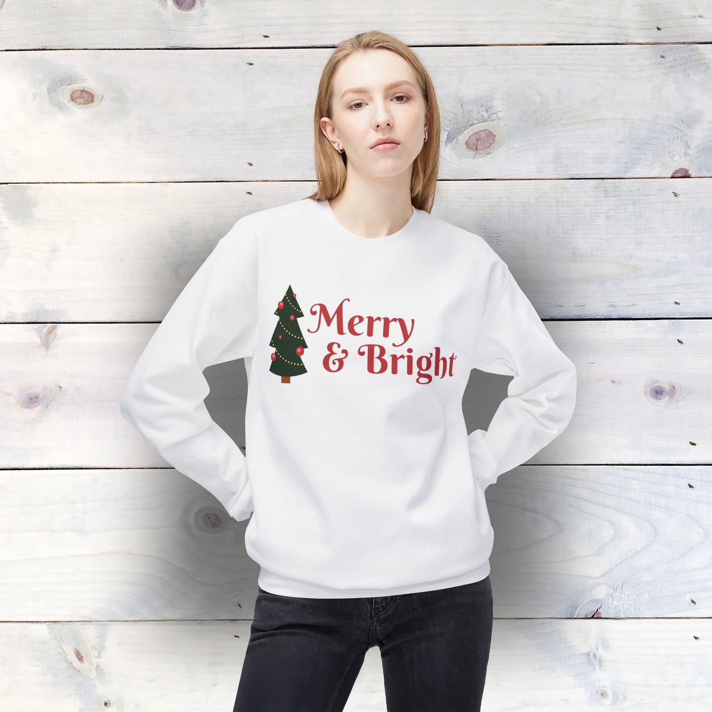 Merry & Bright - Unisex Midweight Softstyle Fleece Crewneck Sweatshirt