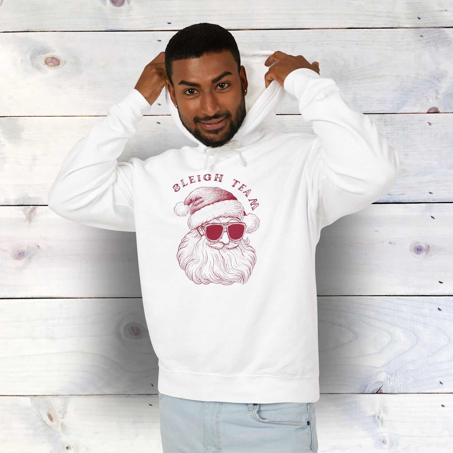 Sleigh Team - Christmas Ready Unisex Lightweight Hooded Sweatshirt