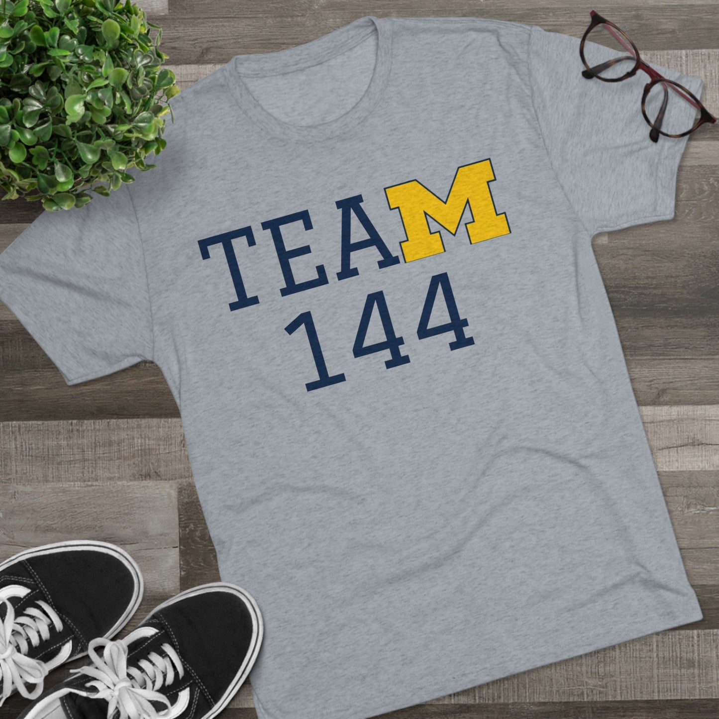 Michigan "Team 144" Tri-Blend Tee: Unbelievably Soft Comfort with a Stylish Edge - Perfect for Enthusiasts!