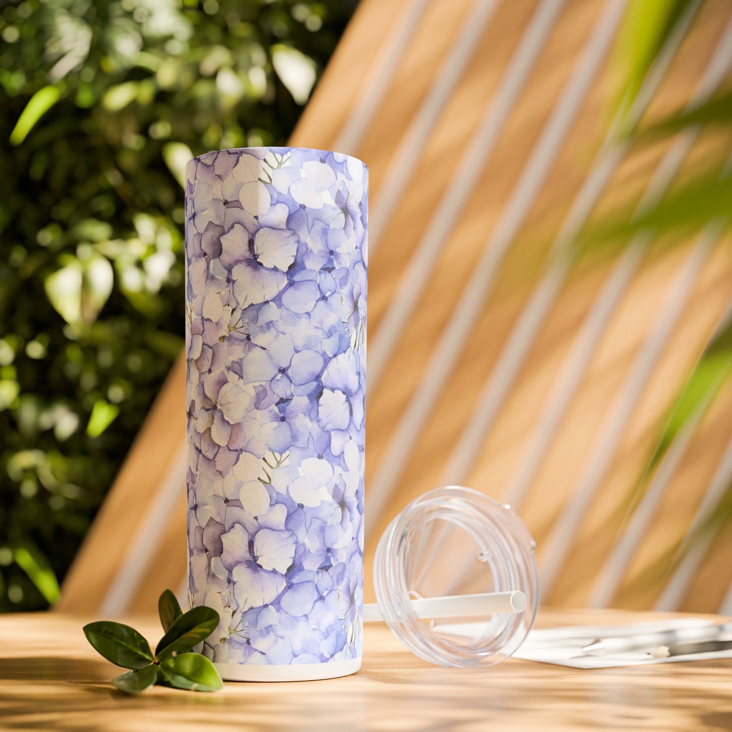 Summer Hydrangea Skinny Tumbler with Straw, 20oz
