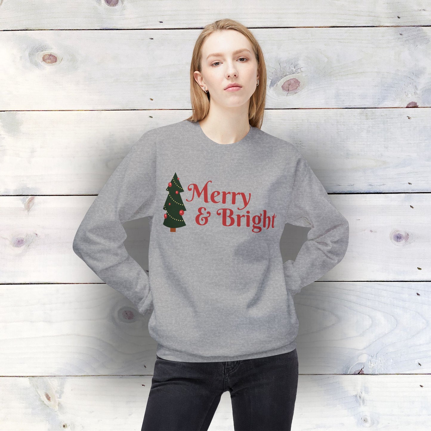 Merry & Bright - Unisex Midweight Softstyle Fleece Crewneck Sweatshirt