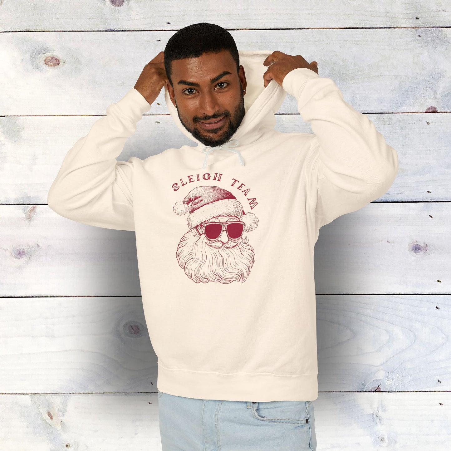 Sleigh Team - Christmas Ready Unisex Lightweight Hooded Sweatshirt