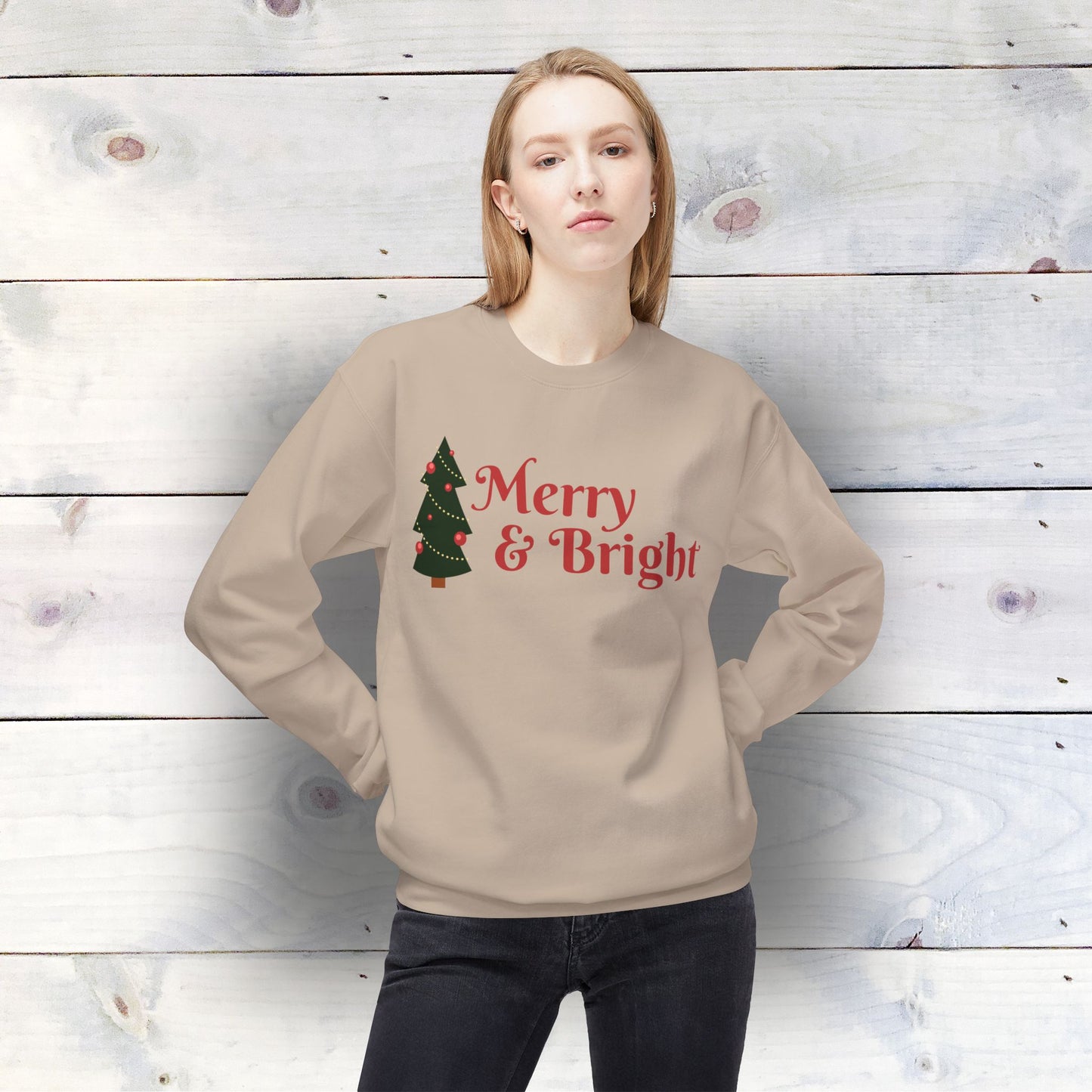 Merry & Bright - Unisex Midweight Softstyle Fleece Crewneck Sweatshirt
