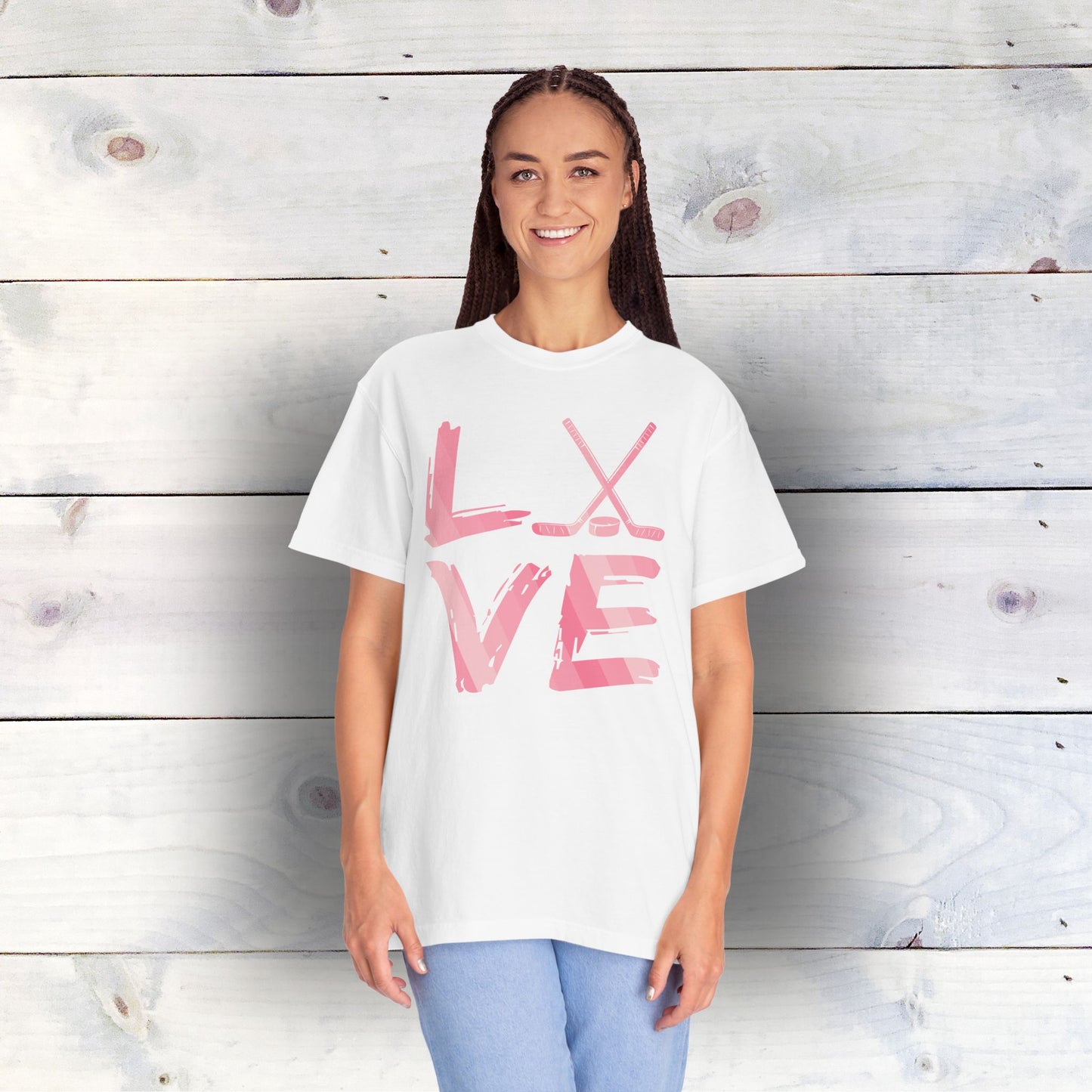 Eco-Friendly Hockey LOVE Unisex T-Shirt | 100% US Ring-Spun Cotton