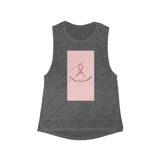 Breast Cancer Awareness - Women's Flowing Breeze Muscle Tee: Lightweight, Versatile, and Comfortable