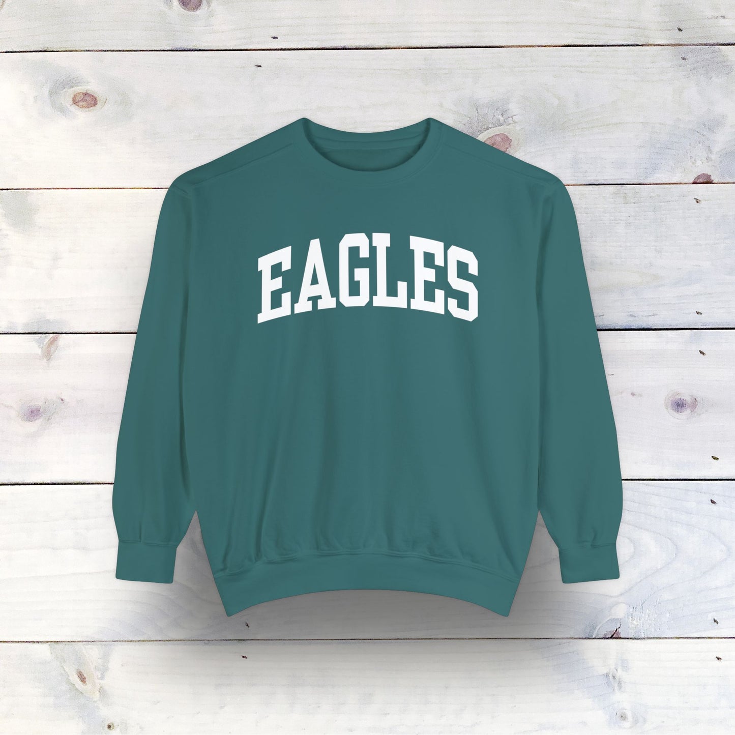 Eco-Friendly EAGLES Garment-Dyed Sweatshirt - Sustainable Ring-Spun Cotton & Polyester Blend