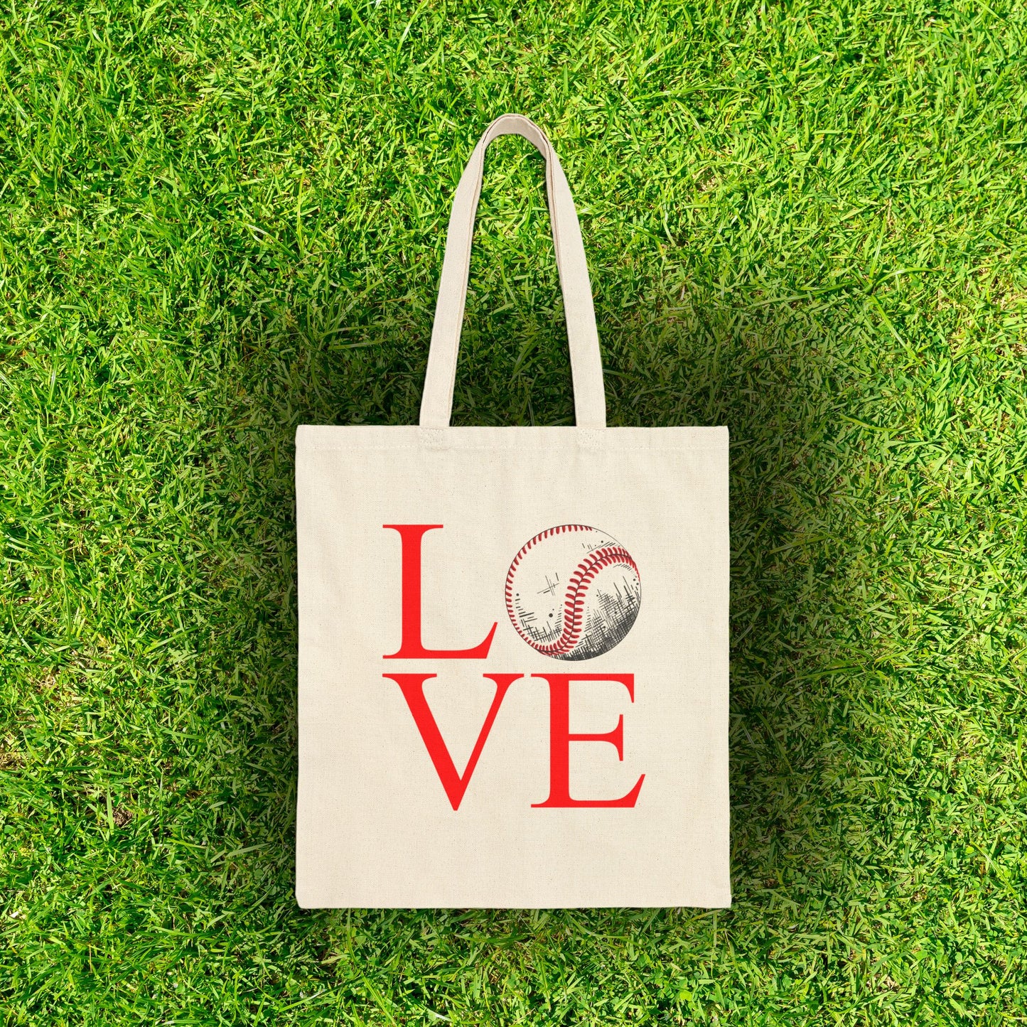 LOVE - Baseball Cotton Canvas Tote Bag