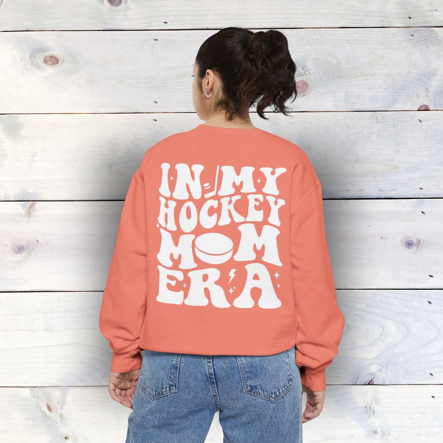 Eco-Friendly Hockey Mom Era Garment-Dyed Sweatshirt - Sustainable Ring-Spun Cotton & Polyester Blend