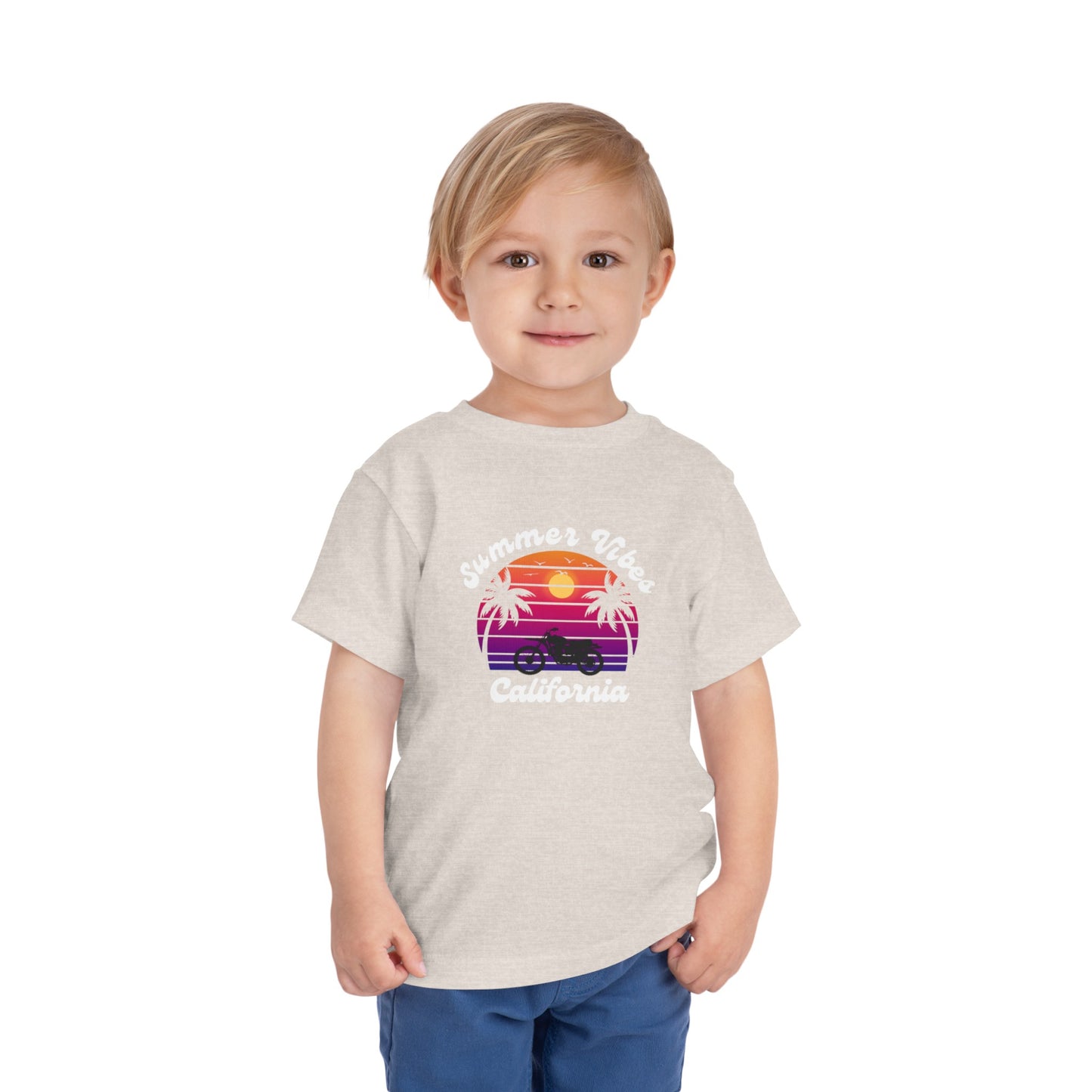 Summer Vibes Toddler Heather Tee - Soft Airlume Cotton, Comfortable & Stylish