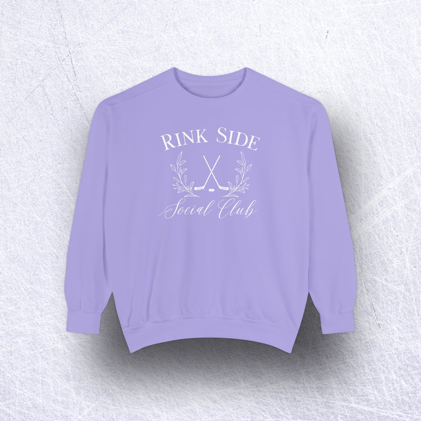 Eco-Friendly Rink Side Social Club Garment-Dyed Unisex Sweatshirt - Sustainable Ring-Spun Cotton & Polyester Blend