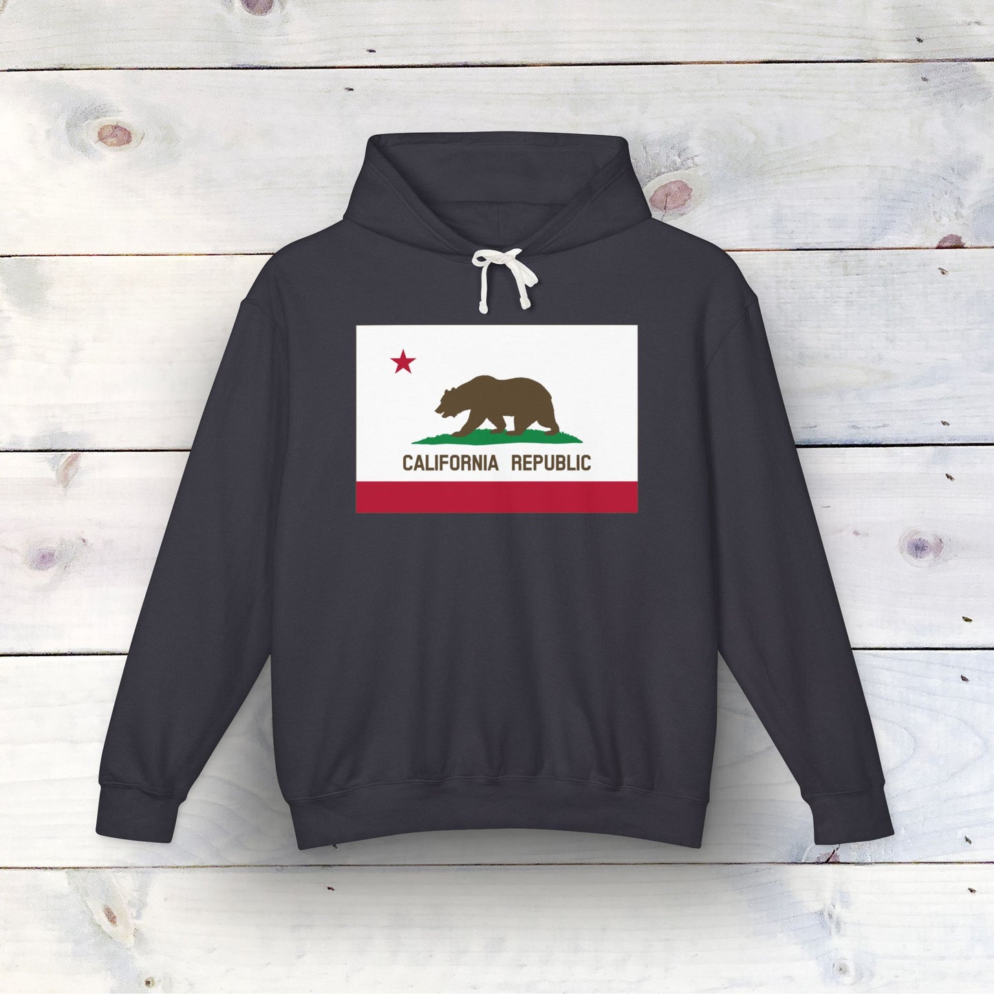 California Republic State Flag Unisex Lightweight Hooded Sweatshirt