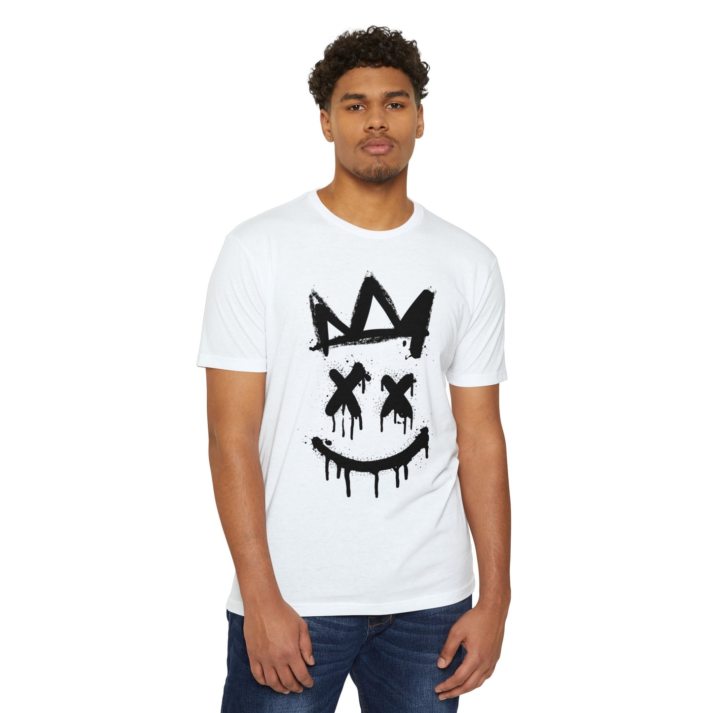 Crown Smiley Unisex CVC Jersey Tee - Urban Streetwear Essential, Soft Cotton-Poly Blend