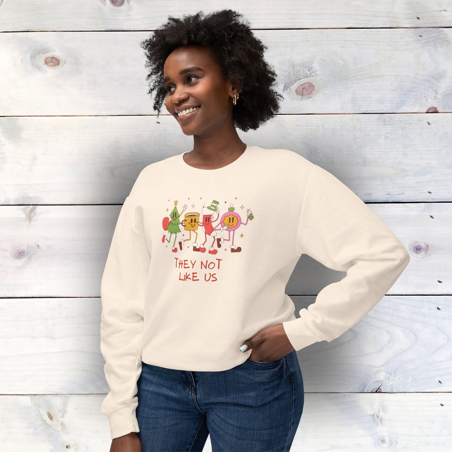 Christmas - They Not Like Us - Unisex Lightweight Crewneck Sweatshirt