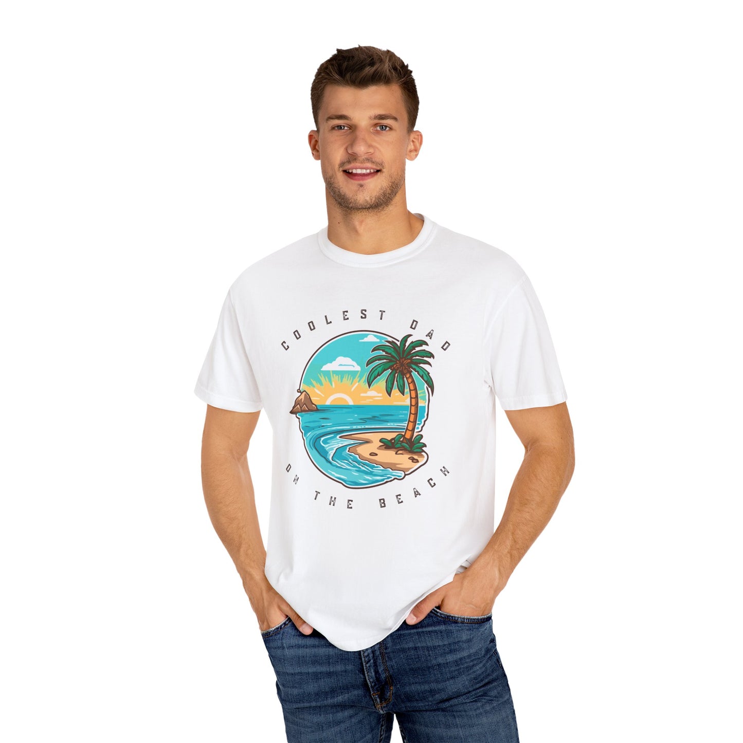 Coolest Dad on the Beach T-Shirt - Comfort Colors 1717, Ultra-Soft Ring-Spun Cotton, Relaxed Fit