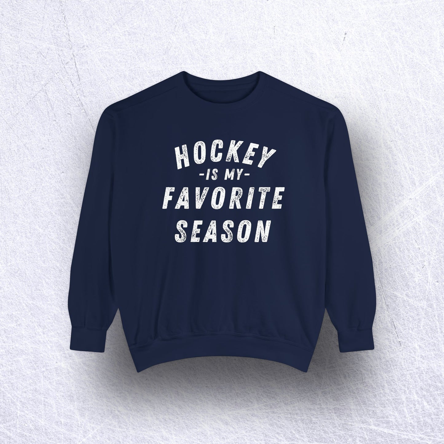 Eco-Friendly Hockey Season Garment-Dyed Unisex Sweatshirt - Sustainable Ring-Spun Cotton & Polyester Blend