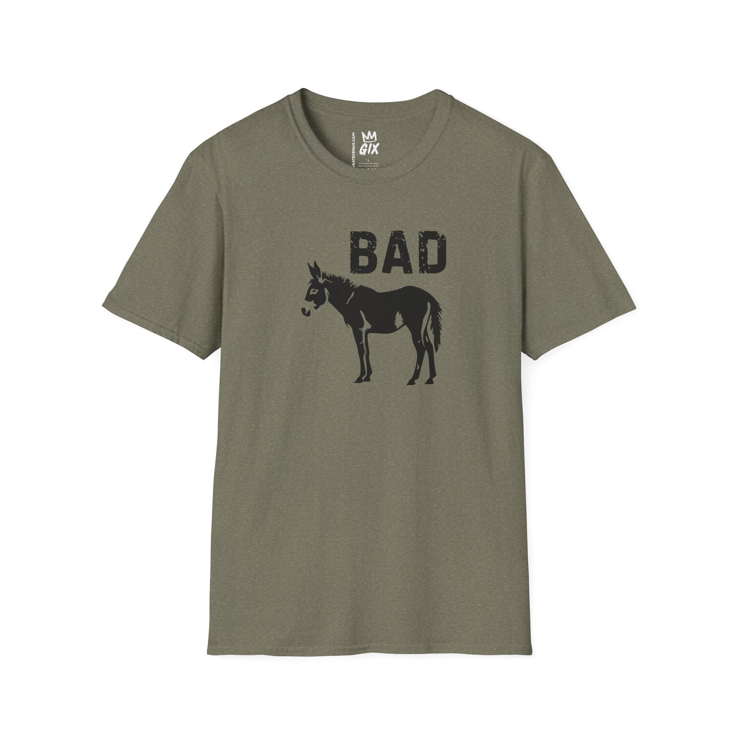 Bad Ass (Donkey) Heather T-Shirt - Ultra-Soft Cotton-Poly Blend, Unisex Classic Fit