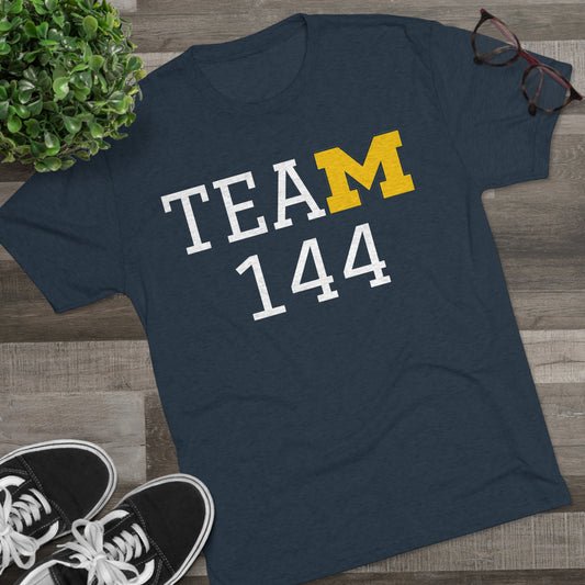 Michigan "Team 144" Tri-Blend Tee: Unbelievably Soft Comfort with a Stylish Edge - Perfect for Enthusiasts!