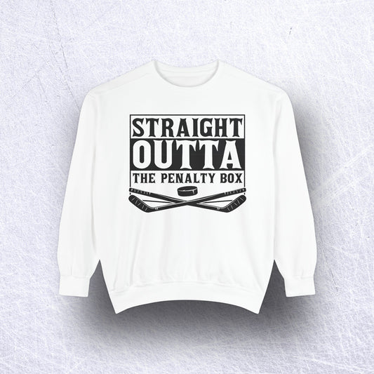 Staight Outta the Penalty Box Garment-Dyed Unisex Sweatshirt - Sustainable Ring-Spun Cotton & Polyester Blend