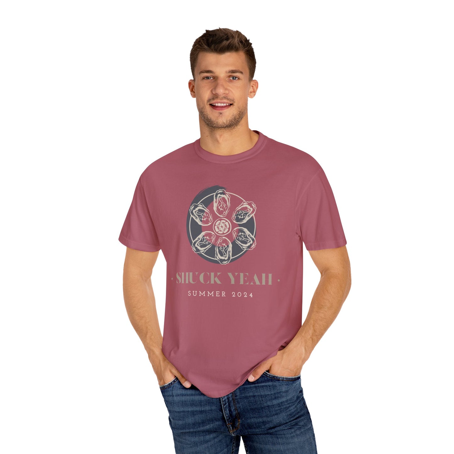 Shuck Yeah Summer 2024 Oyster T-Shirt - Comfort Colors 1717, 100% Ring-Spun Cotton, Relaxed Fit