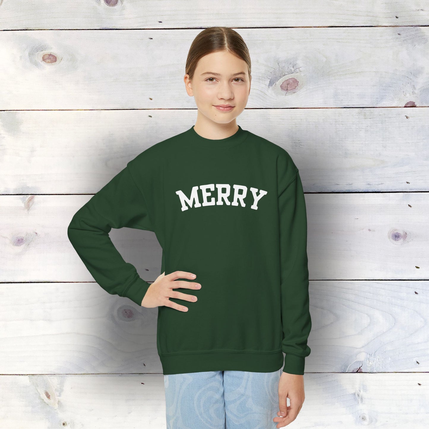 Holiday MERRY - YOUTH Unisex Heavy Blend™ Crewneck Sweatshirt