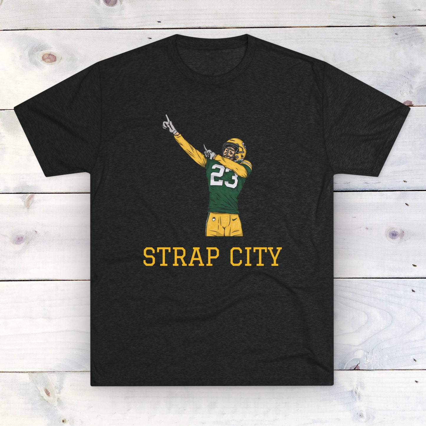 Green Bay Packers - Jaire Alexander - Strap City Saying Tee - Premium Quality, Unbeatable Comfort, and Casual Elegance for True Fans!