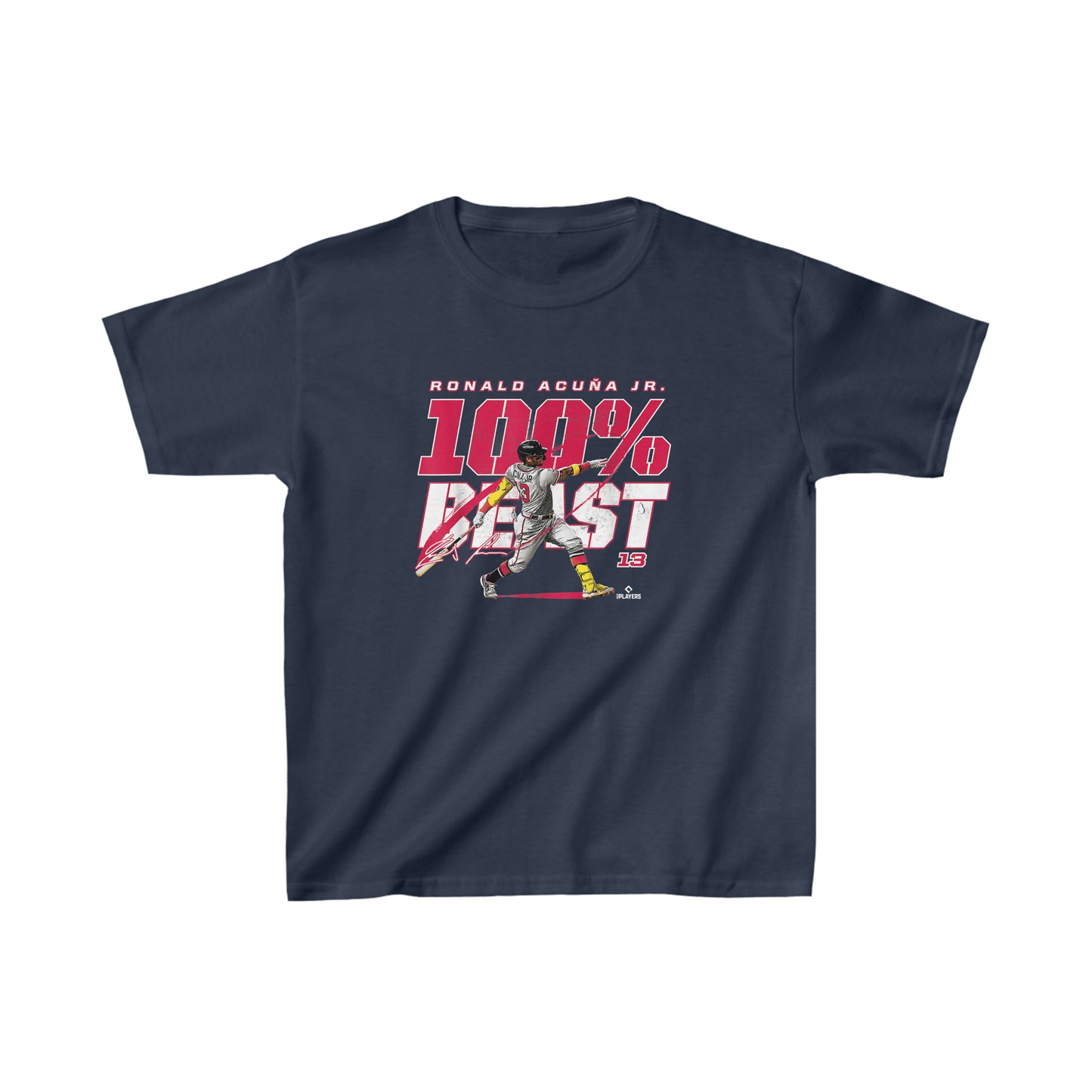 Ronald Acuña Jr. 100% BEAST Kids Fan T-Shirt - Soft Cotton Blend - Perfect for Young Braves Fans