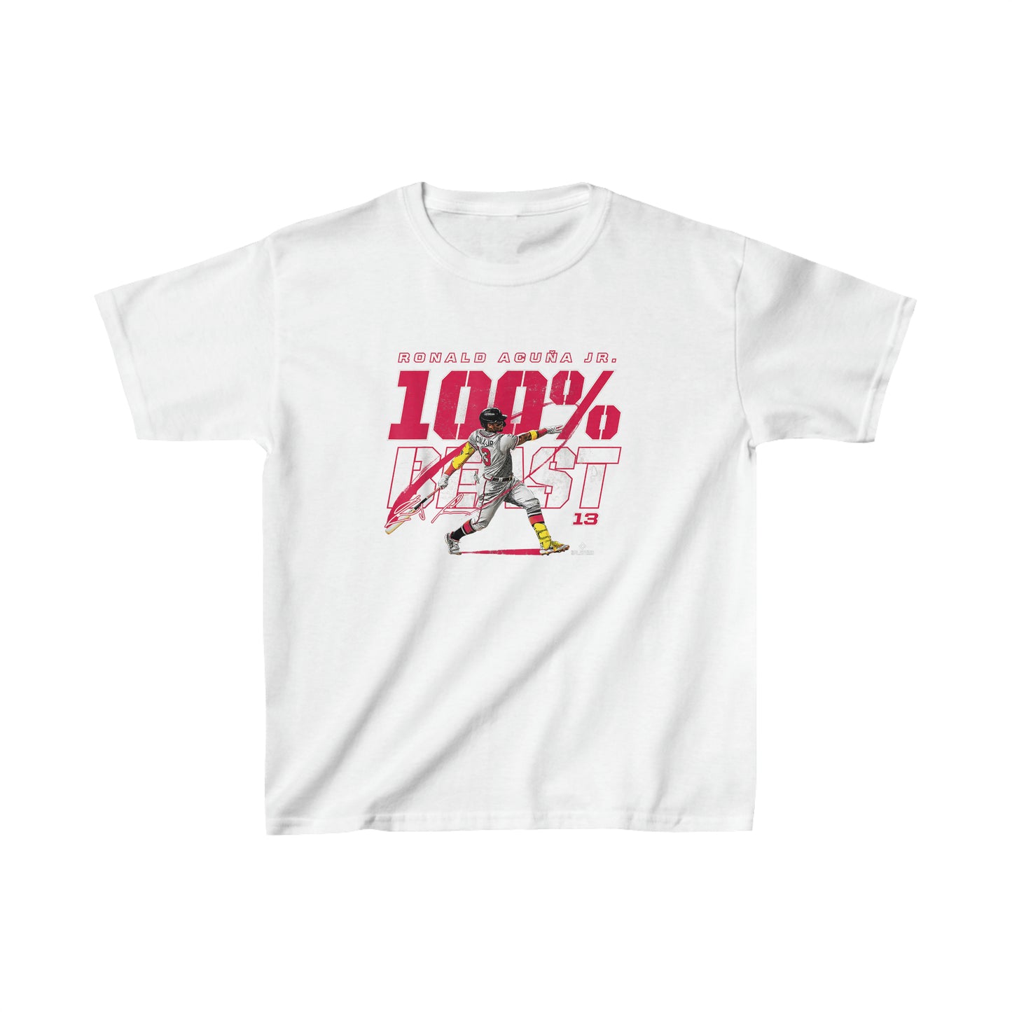 Ronald Acuña Jr. 100% BEAST Kids Fan T-Shirt - Soft Cotton Blend - Perfect for Young Braves Fans