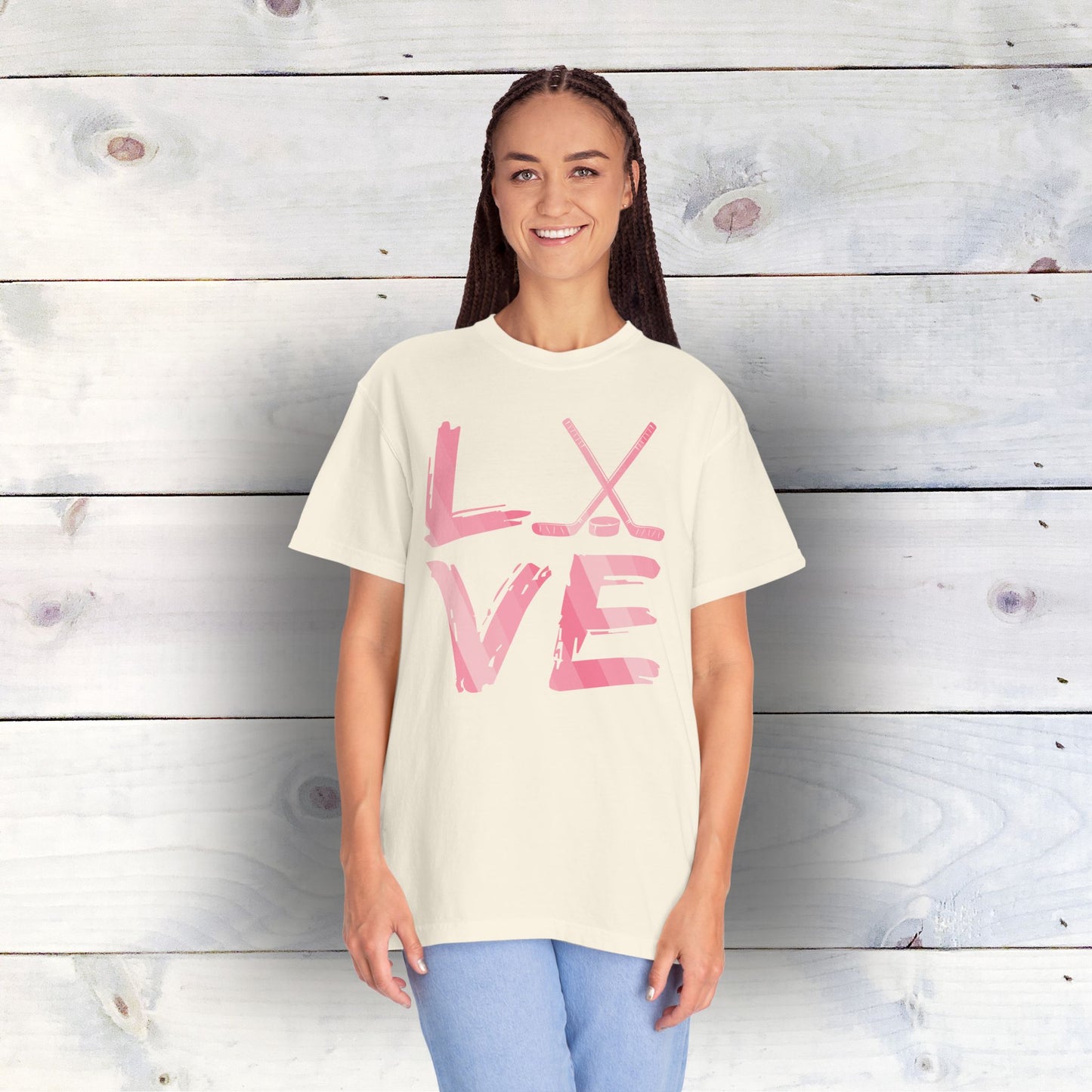 Eco-Friendly Hockey LOVE Unisex T-Shirt | 100% US Ring-Spun Cotton