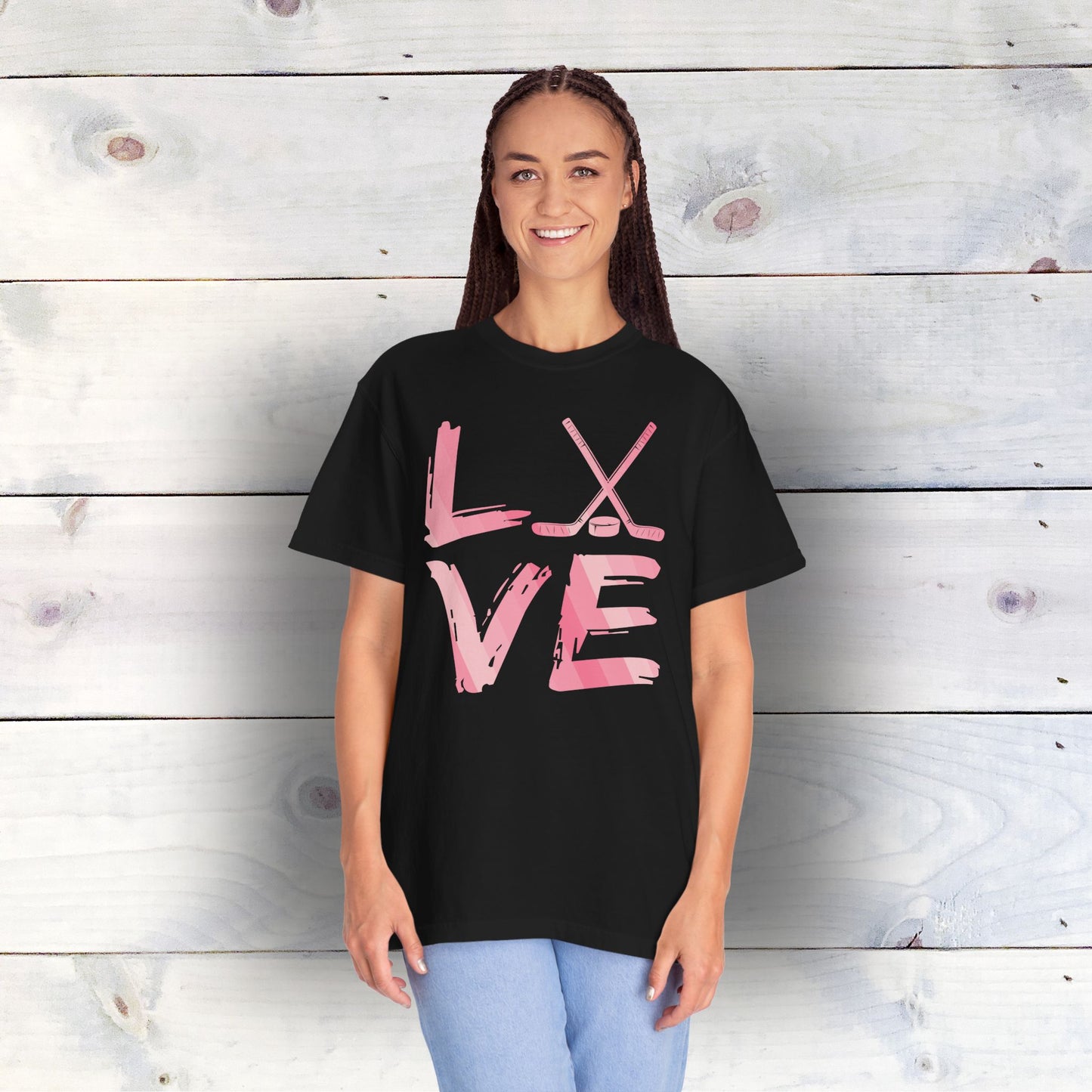 Eco-Friendly Hockey LOVE Unisex T-Shirt | 100% US Ring-Spun Cotton