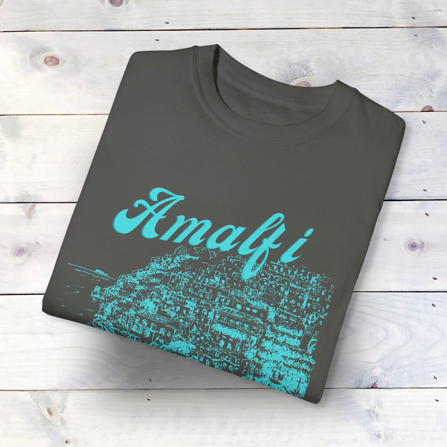 Amalfi Coast T-Shirt - Comfort Colors 1717, Vertical Design, 100% Ring-Spun Cotton