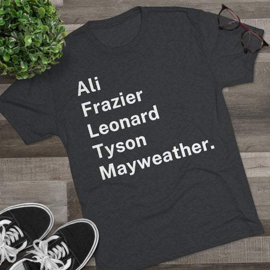 Top 5 Legendary Boxers Ultra-Soft Tri-Blend T-Shirt - Essential Boxing Fan Apparel