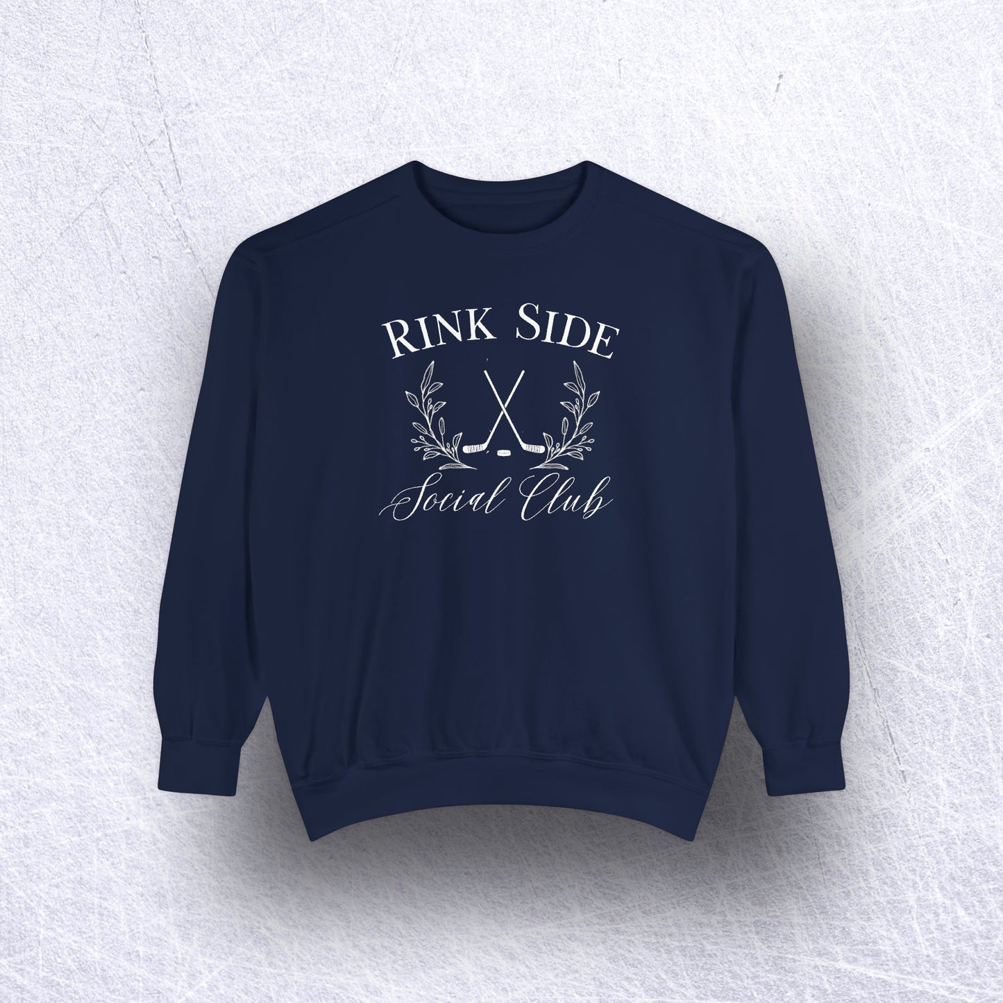 Eco-Friendly Rink Side Social Club Garment-Dyed Unisex Sweatshirt - Sustainable Ring-Spun Cotton & Polyester Blend