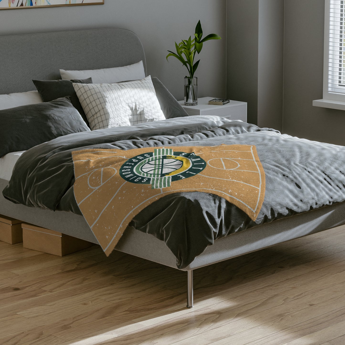 Vintage Supersonics Velveteen Blanket – Super Soft NBA-Inspired Comfort