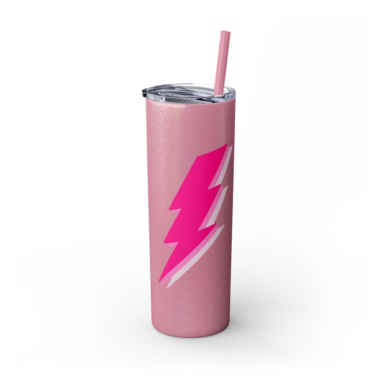 Preppy Pink Lightening  - Skinny Tumbler with Straw, 20oz