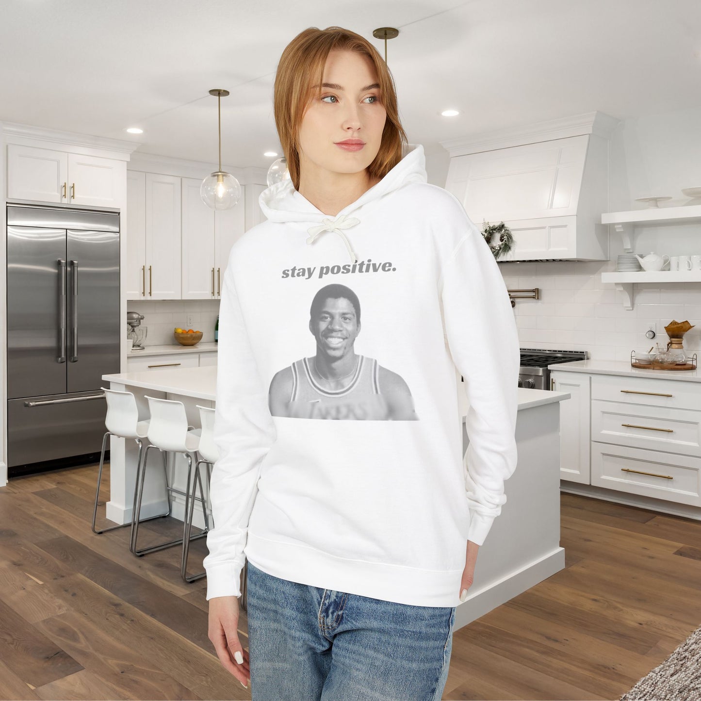 Magic Johnson 'Stay Positive' 100% ring-spun US cotton Hoodie - Ultra-Soft & Inspirational