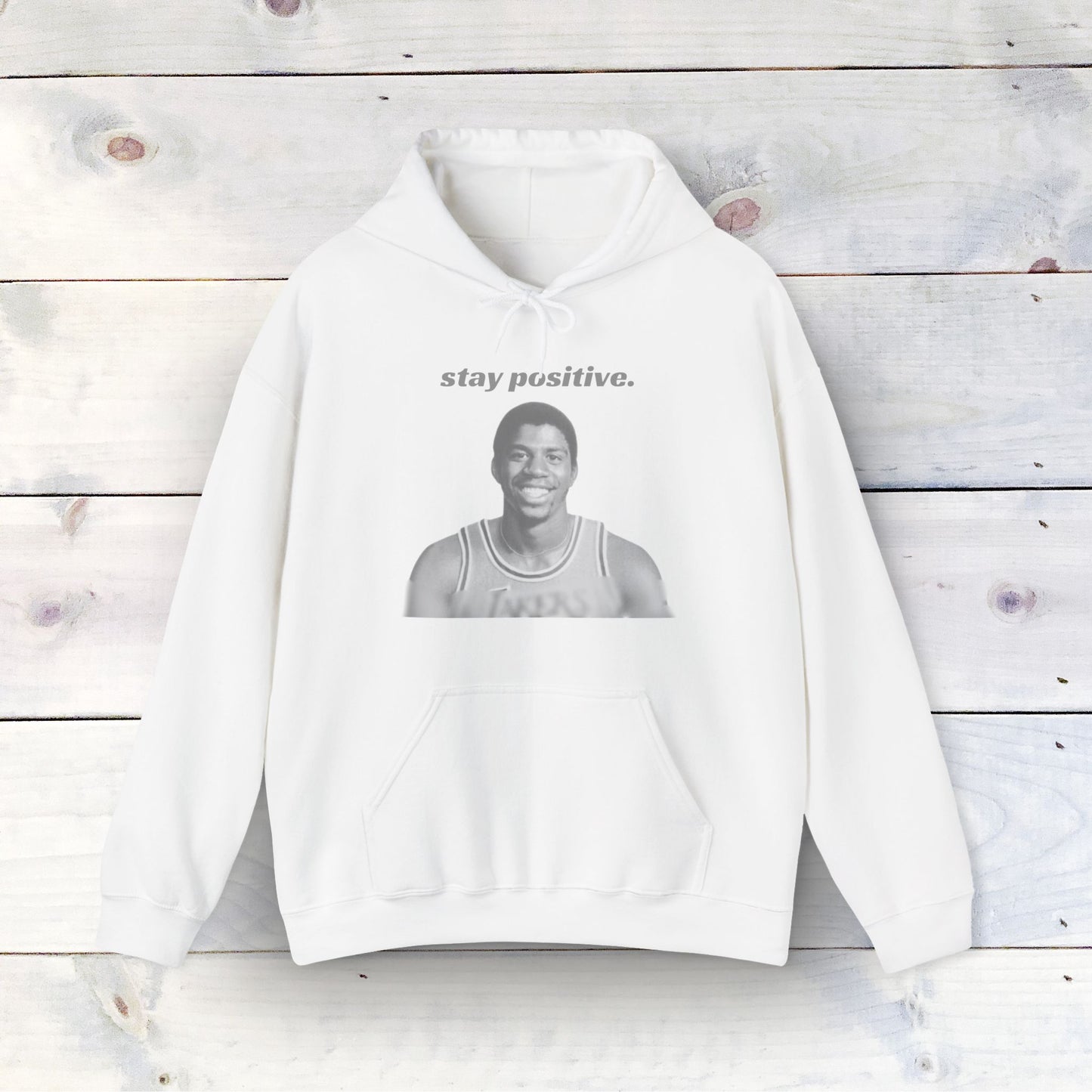 Magic Johnson 'Stay Positive' Cotton/Polyester-Blend Hoodie - Ultra-Soft & Inspirational