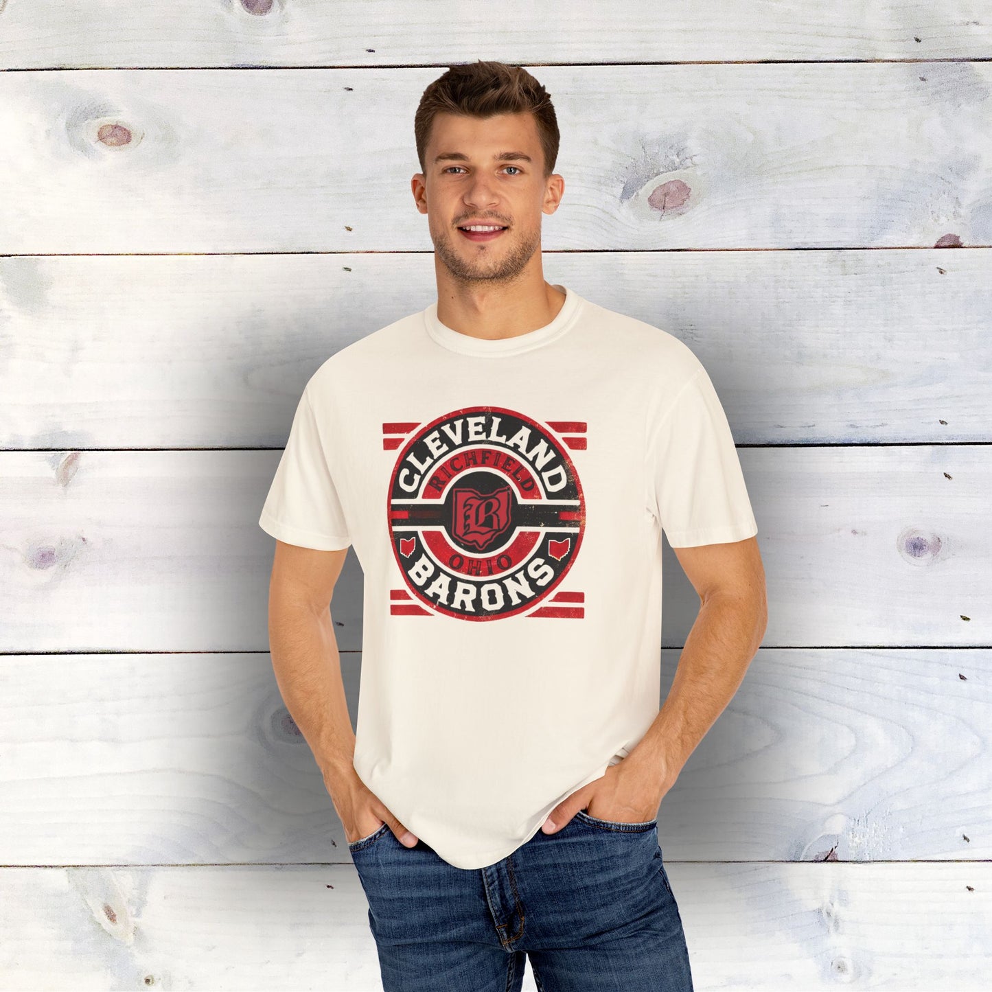 Vintage Cleveland Barons Unisex Garment-Dyed T-shirt