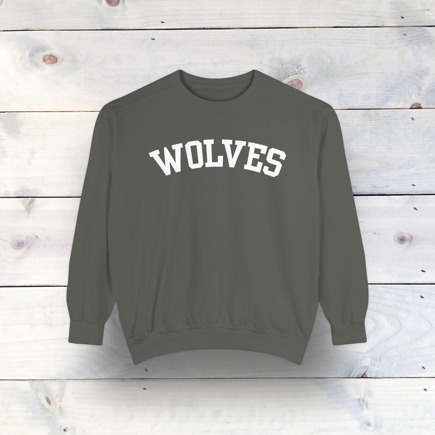 Eco-Friendly WOLVES Garment-Dyed Unisex Sweatshirt - Sustainable Ring-Spun Cotton & Polyester Blend