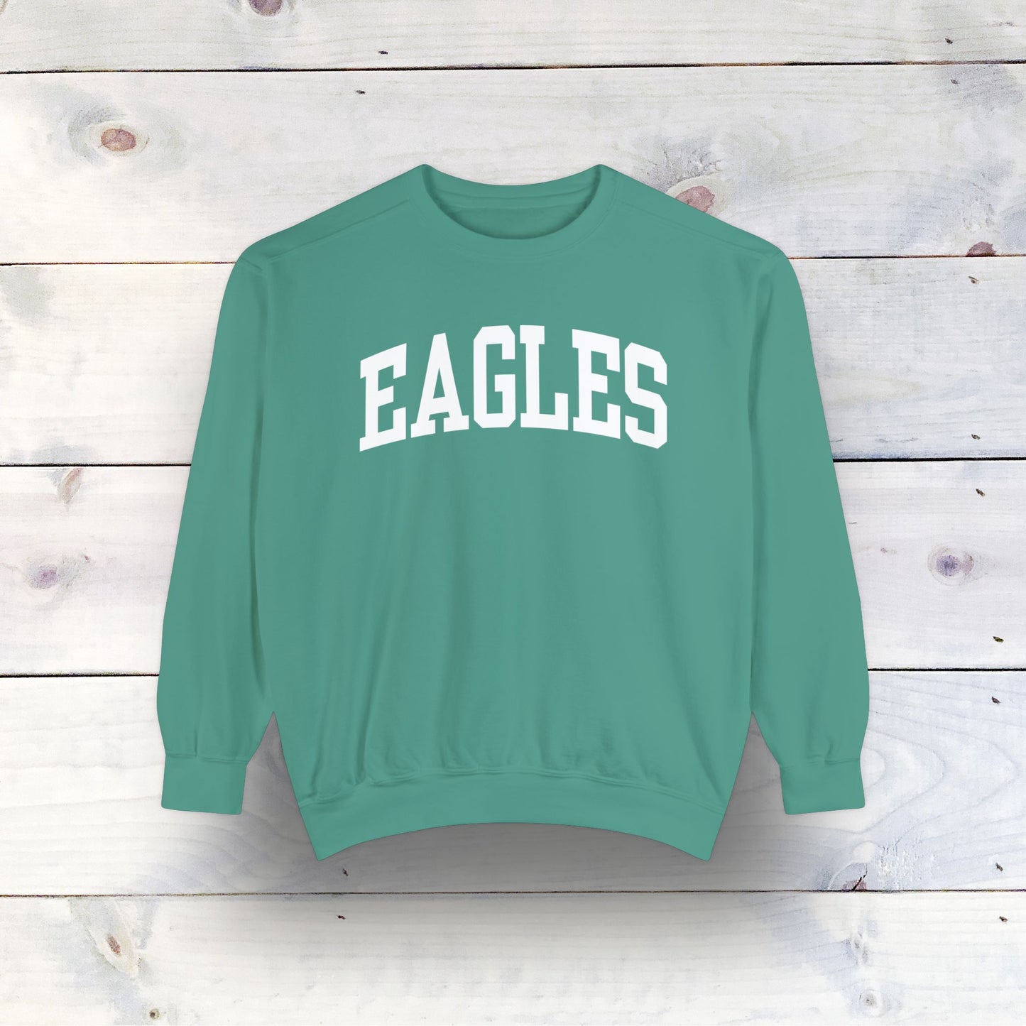 Eco-Friendly EAGLES Garment-Dyed Sweatshirt - Sustainable Ring-Spun Cotton & Polyester Blend