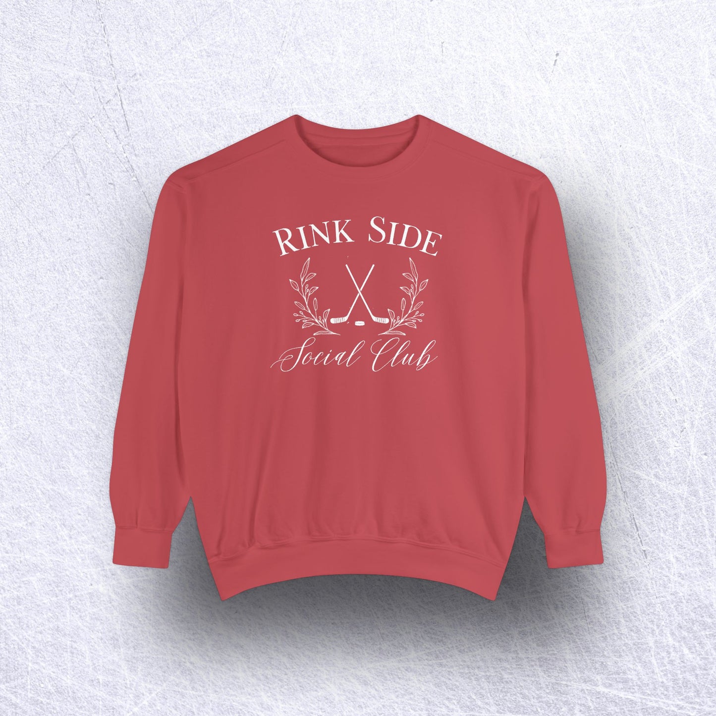 Eco-Friendly Rink Side Social Club Garment-Dyed Unisex Sweatshirt - Sustainable Ring-Spun Cotton & Polyester Blend