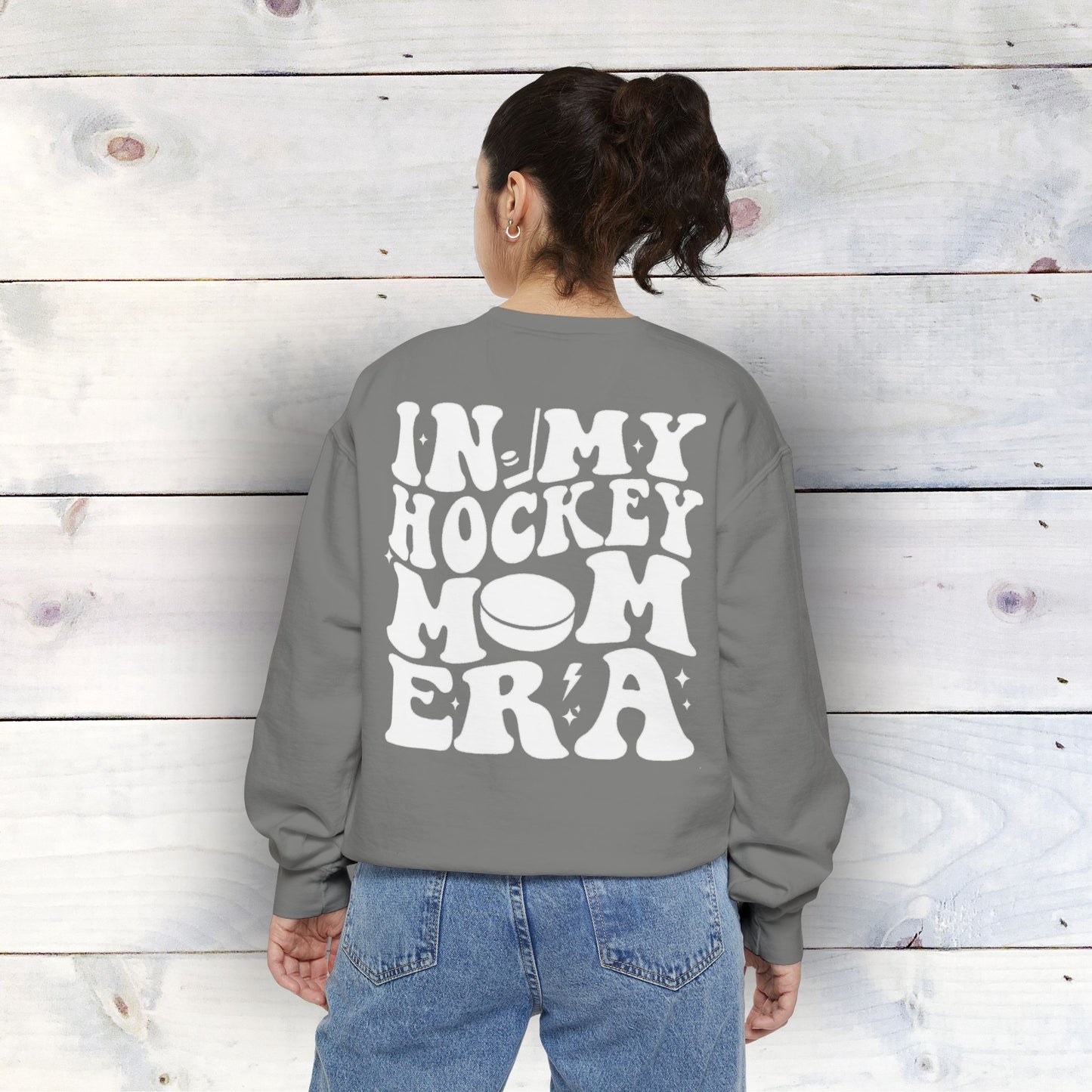 Eco-Friendly Hockey Mom Era Garment-Dyed Sweatshirt - Sustainable Ring-Spun Cotton & Polyester Blend