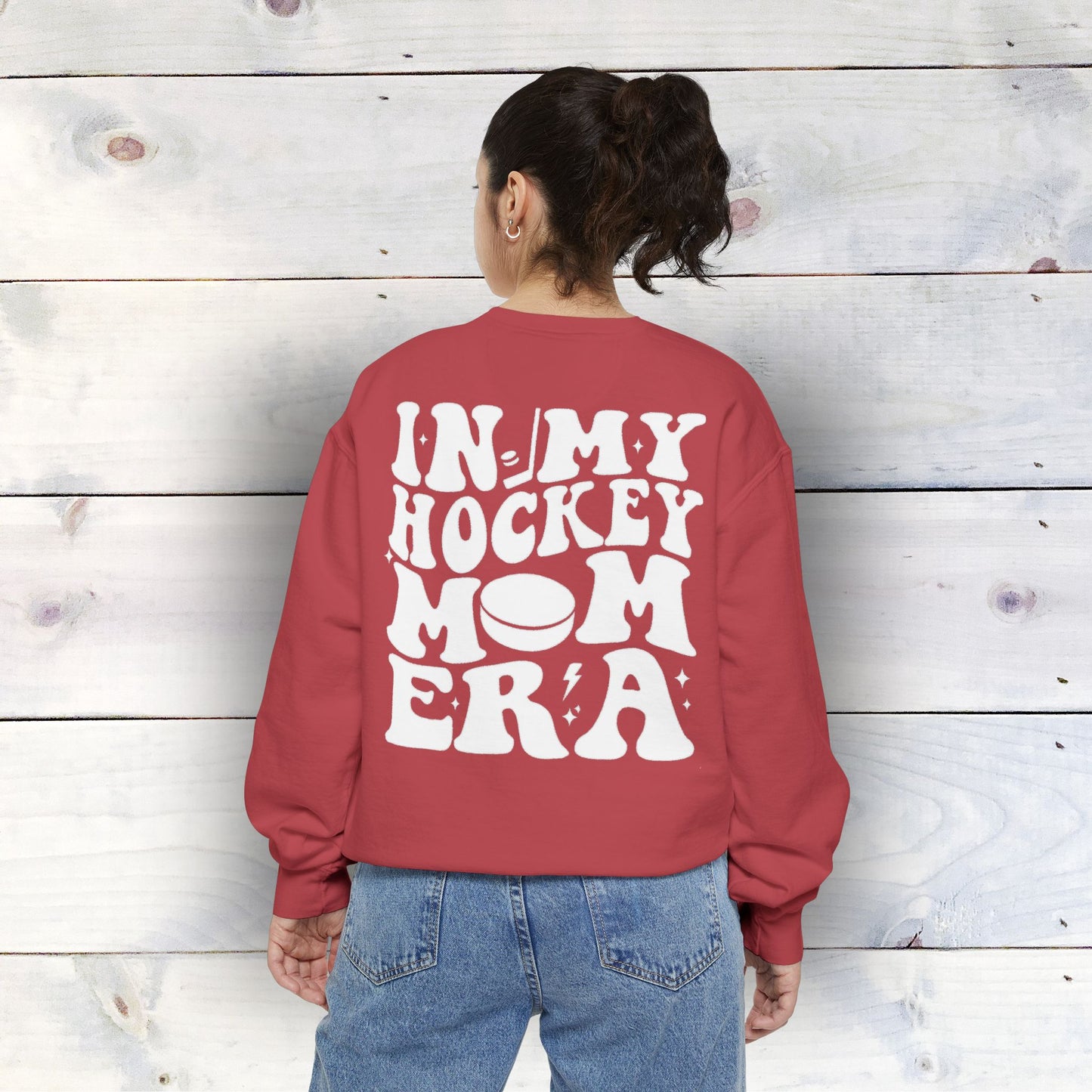 Eco-Friendly Hockey Mom Era Garment-Dyed Sweatshirt - Sustainable Ring-Spun Cotton & Polyester Blend