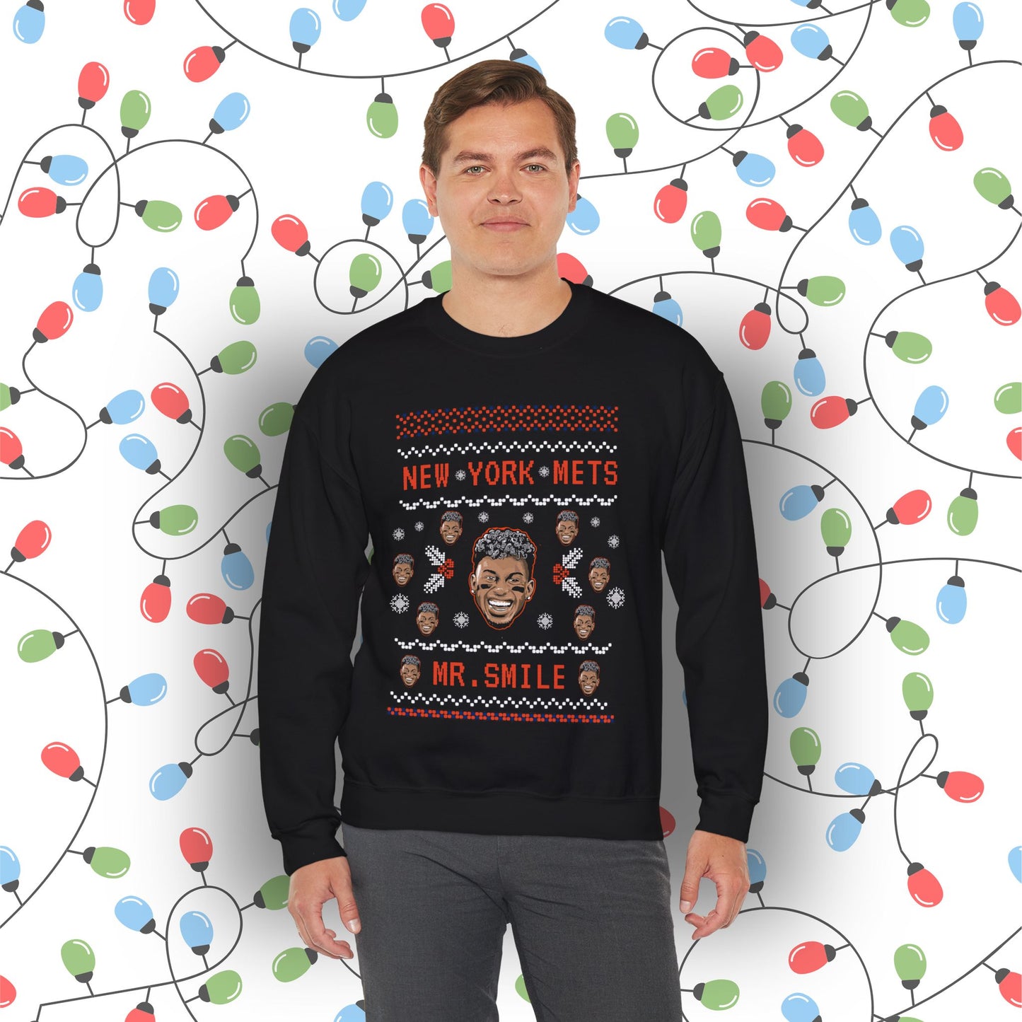 Mr. Smile Ugly Christmas Sweater - Unisex Heavy Blend™ Crewneck Sweatshirt