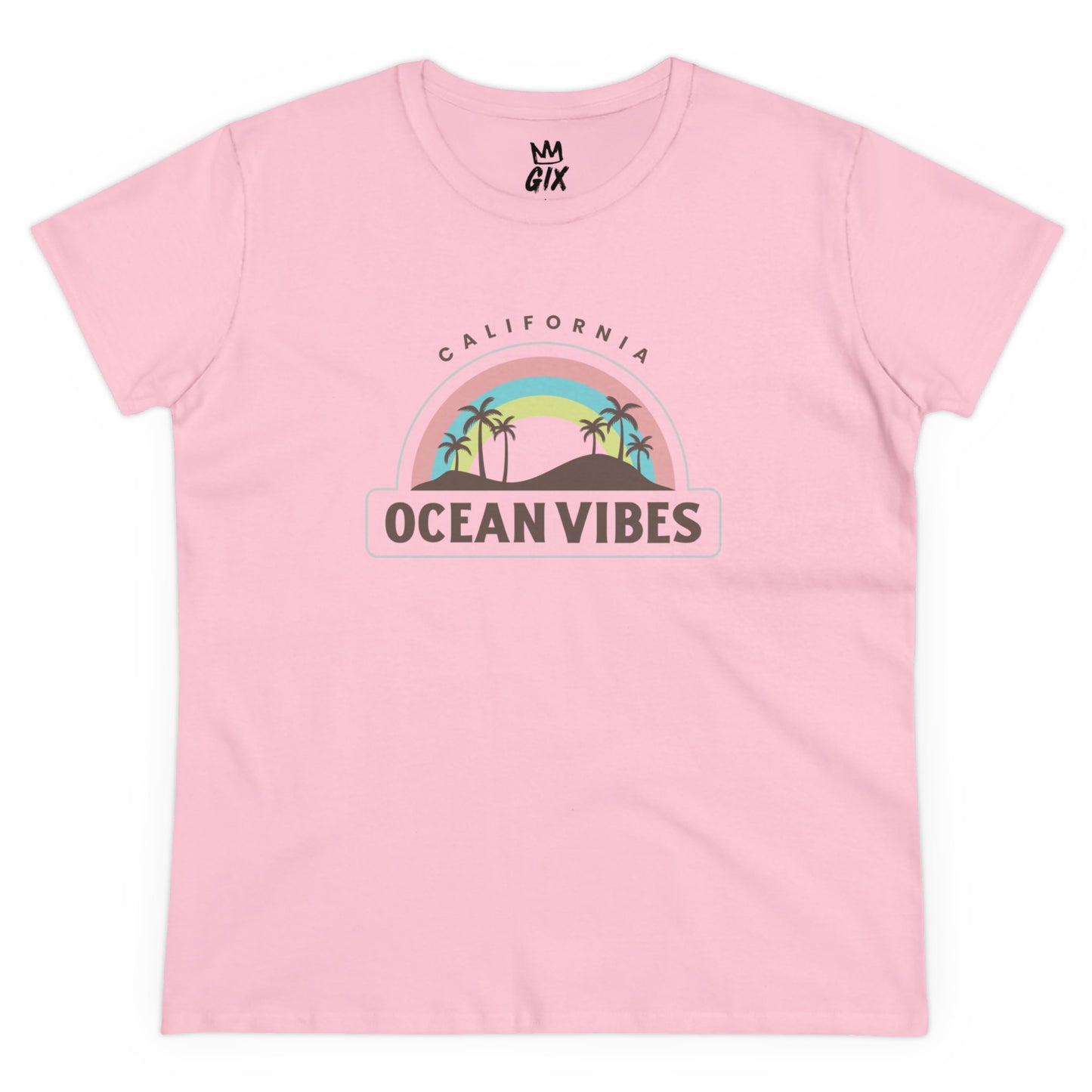 Ocean Vibes Women's Beach T-Shirt - 100% Cotton, Semi-Fitted, Soft and Comfy