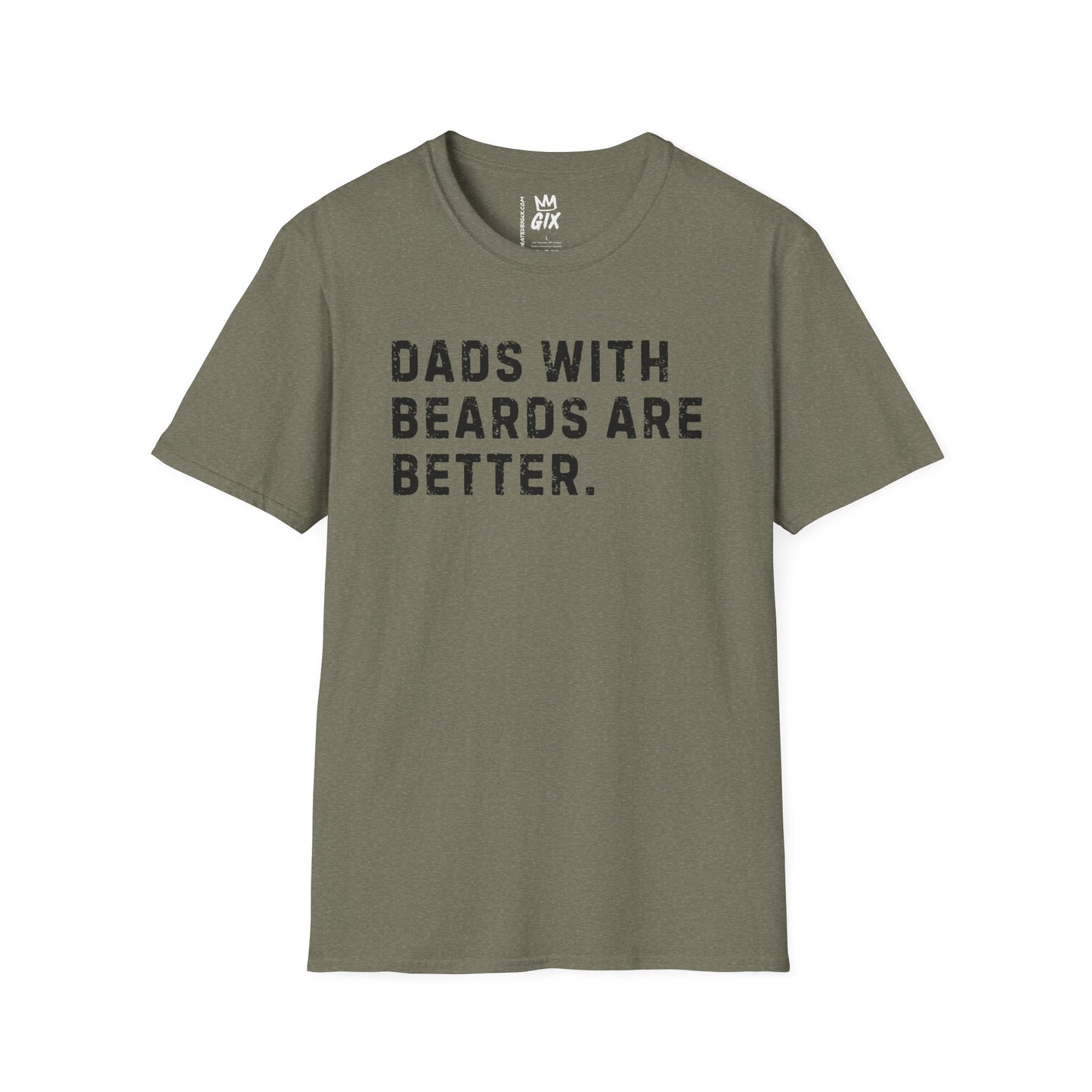 Dads with Beards Are Better - Heather T-Shirt - Ultra-Soft Cotton-Poly Blend, Unisex Classic Fit
