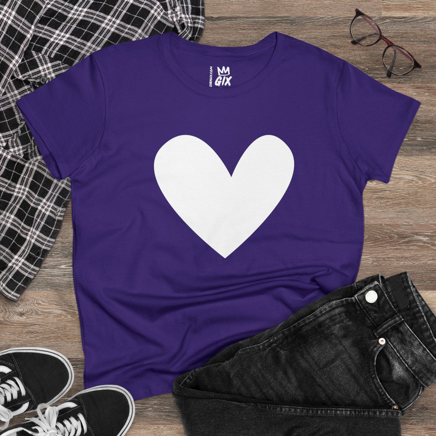 Bold Heart Tee - 100% Cotton Semi-Fitted T-Shirt with Bold Heart Design