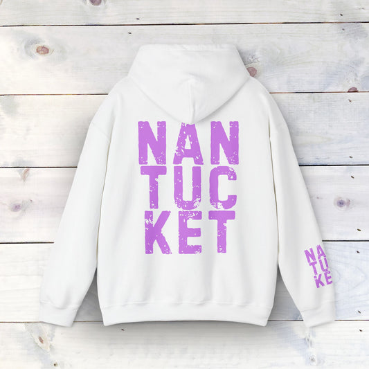 Nantucket Bold Lettering Hoodie - Purple - Cozy Unisex Heavy Blend