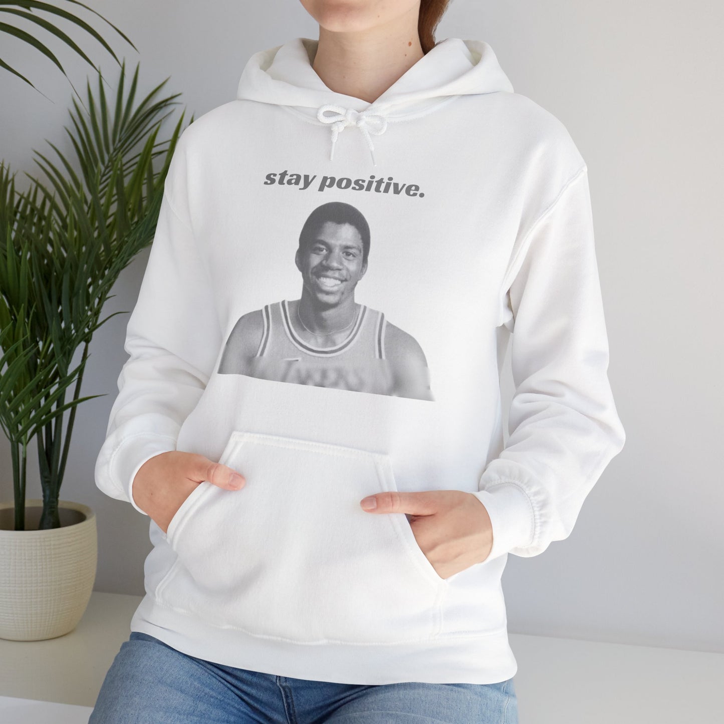 Magic Johnson 'Stay Positive' Cotton/Polyester-Blend Hoodie - Ultra-Soft & Inspirational