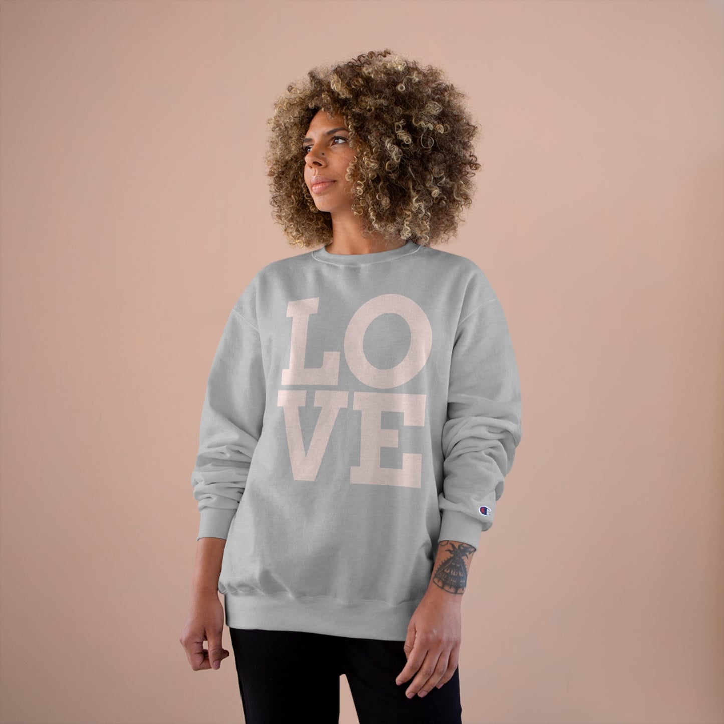 LOVE - Champion Eco Crewneck Sweatshirt: Stylish Comfort with Recycled Polyester Blend