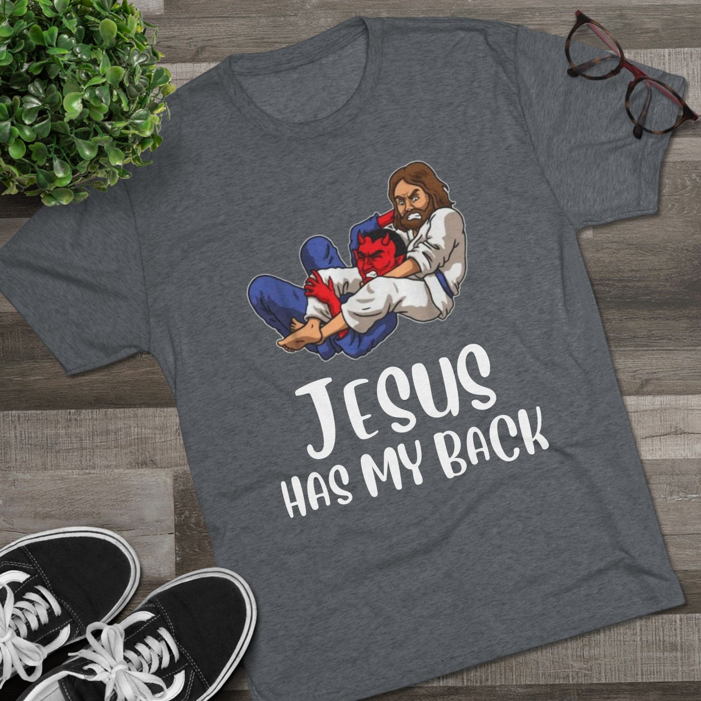 Jesus Has My Back - Unisex Tri-Blend Crew Tee